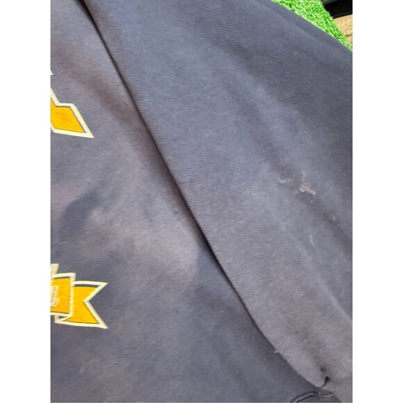 XL - Vintage 1990s Notre Dame University Irish Navy Yellow Sweatshirt Crewneck - Picture 3 of 10